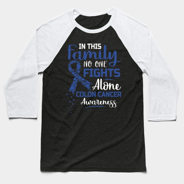 Colon Cancer Awareness Colorectal Blue Ribbon Baseball T-Shirt by hony.white